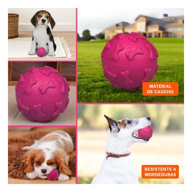 PACK2 JUGUETE CANINO PET PARA ACTIVIDAD FISICA CON HUESITOS FUCSIA Y+PAPEL REGALO - 3