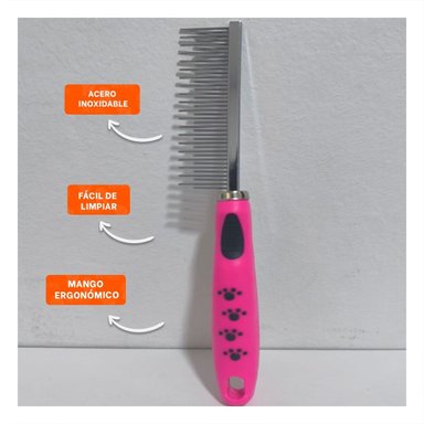PACK6 LIMPIADOR DE PELO METAL DOBLE DIENTE PRACTICO 37,7X50X21CM ROSADO Y+PAPEL REGALO - 2