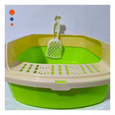 PACK2 BANDEJA SANITARIA ABIERTA CON PALA PARA GATOS VERDE LIMÓN - 2