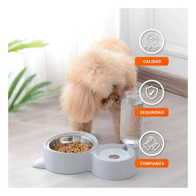 BASE DE ALIMENTACION 2 EN 1 CON OREJITAS PARA MASCOTA CELESTE Y+LIGAS REGALO - 2