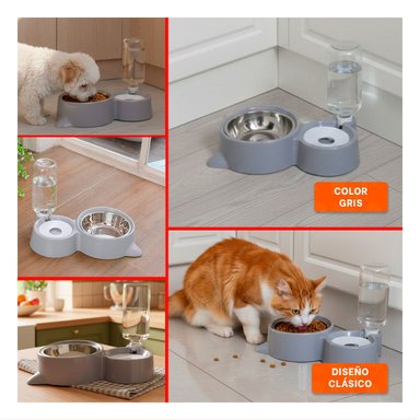 BASE DE ALIMENTACION 2 EN 1 CON OREJITAS PARA MASCOTA CELESTE Y+LIGAS REGALO - 5
