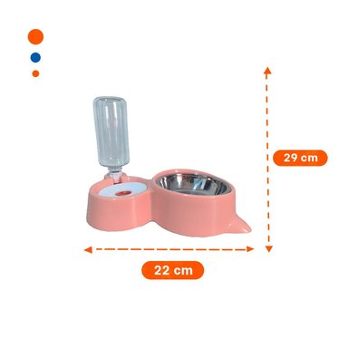 EQUIPO PARA MASCOTA 2 EN 1 CON OREJITAS PARA COMIDA Y AGUA CELESTE Y+POST IT - 4