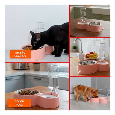 EQUIPO PARA MASCOTA 2 EN 1 CON OREJITAS PARA COMIDA Y AGUA CELESTE Y+POST IT - 5