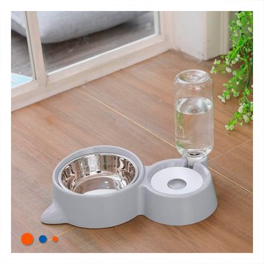 CONTENEDOR PARA MASCOTA 2 EN 1 CON OREJITAS PARA USO EN CASA CELESTE Y+REGALO STICKER - 2