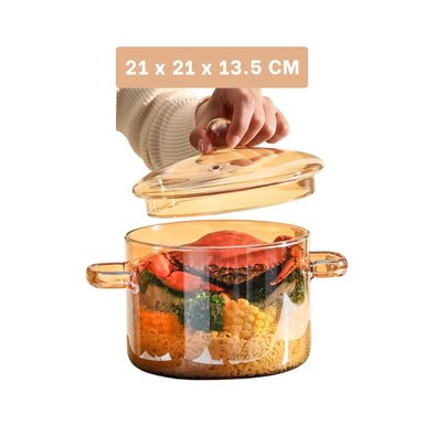 CACEROLA CON TAPA DE BOROSILICATO 1,5L EN MARRON TRANSPARENTE PARA ORGANIZACION - 4