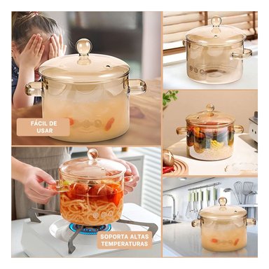 CACEROLA CON TAPA DE BOROSILICATO 1,5L EN MARRON TRANSPARENTE PARA ORGANIZACION - 5