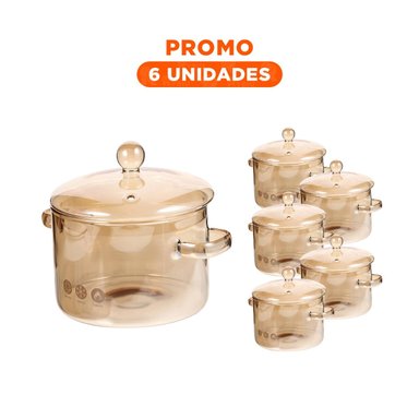 PACK6 CONTENEDOR 1,5L EN BOROSILICATO Y TAPA MARRON TRANSPARENTE - 1
