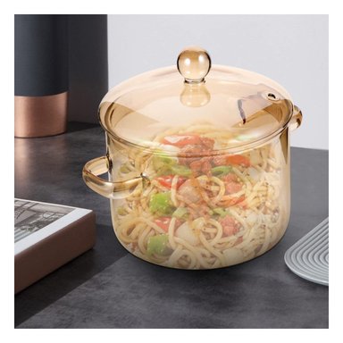 CACEROLA EN BOROSILICATO CON TAPA MARRON TRANSPARENTE Y FORMATO 1,5L Y+LIGAS REGALO - 2