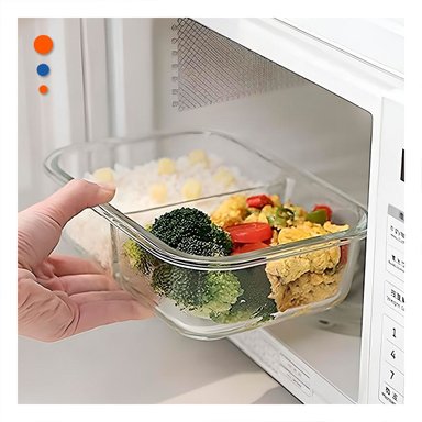PACK4 CAJA VIDRIO 2 DIVISIONES 1040ML TRANSPARENTE LINEA BLANCA COCINA - 2