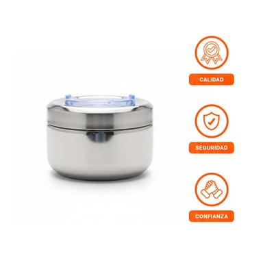 PACK6 CONTENEDOR PLATEADO Y CELESTE CIRCULAR CUADRADO CON CAPACIDAD DE 1000ML Y+REGALO STICKER - 2