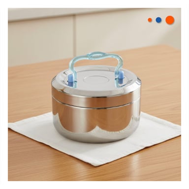 PACK6 CONTENEDOR PLATEADO Y CELESTE CIRCULAR CUADRADO CON CAPACIDAD DE 1000ML Y+REGALO STICKER - 5