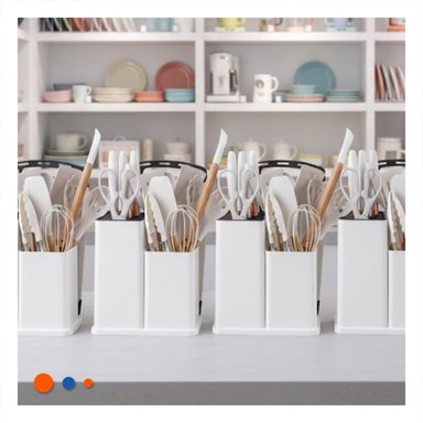 PACK6 EQUIPO DOMESTICO DE COCINA CON 18 PIEZAS BLANCO EN SILICONA Y MADERA - 3