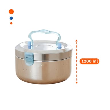 PACK2 ENVASE CIRCULAR CUADRADO 1200ML PLATEADO Y CELESTE CON PERFIL MODERNO Y+PAPEL REGALO - 4