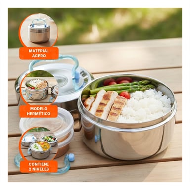 PACK2 ENVASE CIRCULAR CUADRADO 1200ML PLATEADO Y CELESTE CON PERFIL MODERNO Y+PAPEL REGALO - 5