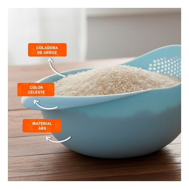 CESTA COLADORA DE ARROZ CELESTE 22,5X11CM PARA COCINA CASA NAVIDAD Y+REGALO STICKER - 5