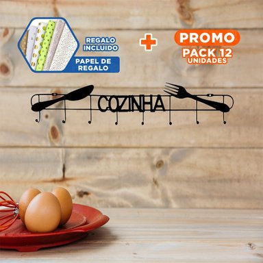 PACK12 SOPORTE NEGRO DE PARED CON GANCHOS PARA MANTENER ORDEN Y+PAPEL REGALO - 1