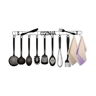 PERCHERO NEGRO CON FIJACION A PARED PARA ACCESORIOS DE COCINA Y+LIGAS REGALO - 3