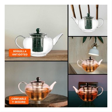 INFUSOR DE COCINA DE COLOR TRANSPARENTE 800ML EN BOROSILICATO Y ACERO Y+POST IT - 5