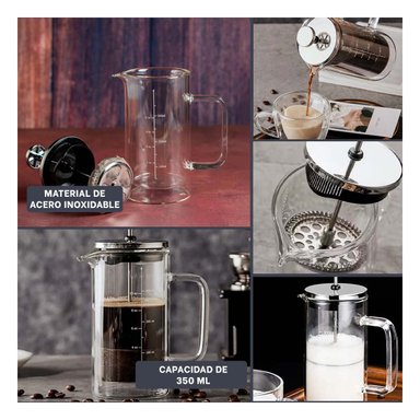 CAFETERA DE MESA 350ML RECTO COLOR TRANSPARENTE EN BOROSILICATO Y ACERO Y+POST IT - 5