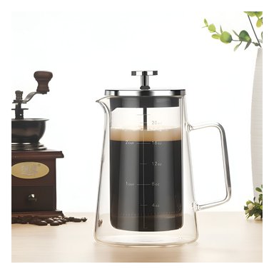 CAFETERA DE MESA 350ML DE COLOR TRANSPARENTE EN BOROSILICATO Y ACERO Y+POST IT - 2