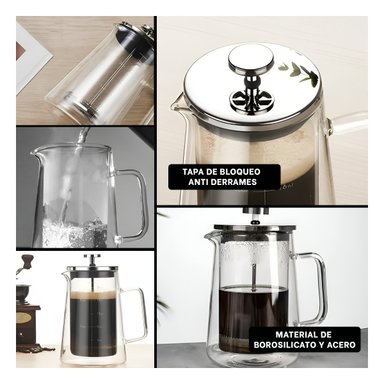 CAFETERA DE MESA 350ML DE COLOR TRANSPARENTE EN BOROSILICATO Y ACERO Y+POST IT - 5