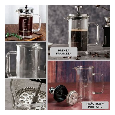CAFETERA 800ML EN BOROSILICATO CON DETALLES EN ACERO RECTO COLOR TRANSPARENTE Y+LIGAS REGALO - 5