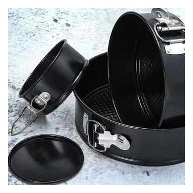 PACK4 COMBO DE MOLDES PARA HORNO COLOR PLATEADO CON 3 CIRCULOS Y MEDIDAS Y+REGALO STICKER - 3
