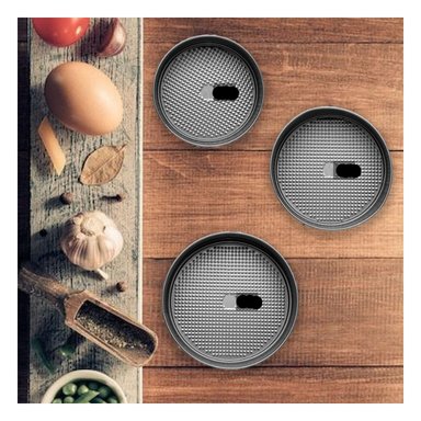 SET DE COCINA PARA HORNEAR COLOR PLATEADO CON 3 CIRCULOS Y MEDIDAS FUNCIONALES Y+POST IT - 2