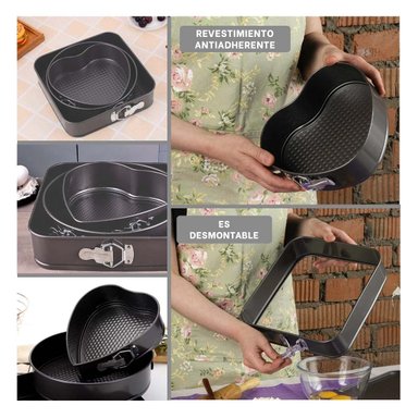SET DE COCINA PARA HORNEAR COLOR PLATEADO CON 3 FORMAS Y MEDIDAS FUNCIONALES Y+POST IT - 1