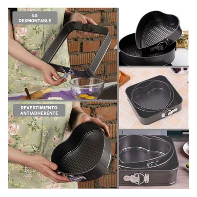 SET DE COCINA PARA HORNEAR COLOR PLATEADO CON 3 FORMAS Y MEDIDAS FUNCIONALES Y+POST IT - 5