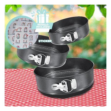 SET DE MOLDES PARA DULCES COLOR PLATEADO CON 3 CIRCULOS Y MEDIDAS Y+REGALO STICKER - 1