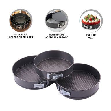 SET PARA PASTELES EN COLOR PLATEADO CON 3 CIRCULOS Y MEDIDAS COMODAS - 3