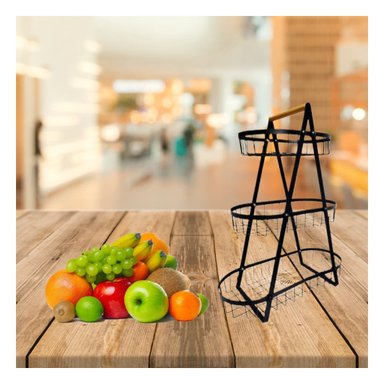 PACK4 ORGANIZADOR PARA COLOCAR FRUTAS FRESCAS Y MANTENER MESA ORDENADA NEGRO - 5