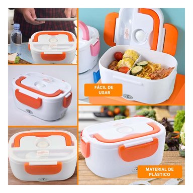 PACK2 ORGANIZADOR PORTATIL CON SISTEMA DE CALENTAMIENTO PARA ALMUERZOS NARANJA Y+PAPEL REGALO - 3