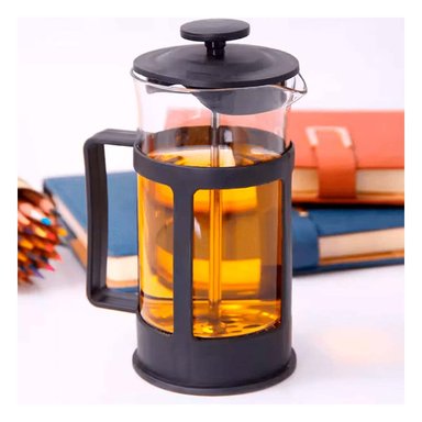 PACK2 INFUSOR DE CAFE MANUAL VERTICAL CON CRISTAL Y FILTRO NEGRO 600ML Y+PAPEL REGALO - 2