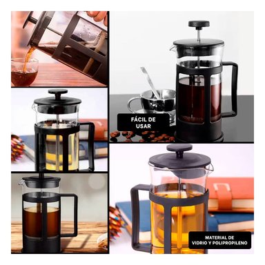 PACK2 INFUSOR DE CAFE MANUAL VERTICAL CON CRISTAL Y FILTRO NEGRO 600ML Y+PAPEL REGALO - 3