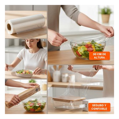 EMPAQUE PLASTICO TRANSPARENTE PARA ALIMENTOS 20M X 30CM COCINA Y+POST IT - 1