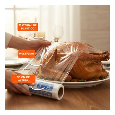 EMPAQUE PLASTICO TRANSPARENTE PARA ALIMENTOS 20M X 30CM COCINA Y+POST IT - 2