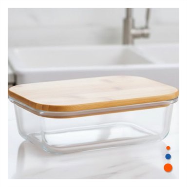 PACK6 CAJA 640ML RECTANGULAR TRANSPARENTE CON TAPA DE BAMBU PARA ORGANIZAR Y+PAPEL REGALO - 5