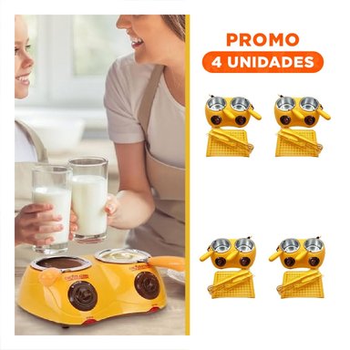 PACK4 CACEROLA AMARILLO DOBLE PARA CHOCOLATE CON ACCESORIOS COCINA Y+REGALO STICKER - 1