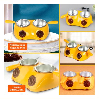 PACK4 CACEROLA AMARILLO DOBLE PARA CHOCOLATE CON ACCESORIOS COCINA Y+REGALO STICKER - 2