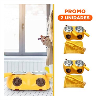 PACK2 RECIPIENTE PARA CHOCOLATE DOBLE CON ACCESORIOS AMARILLO - 1