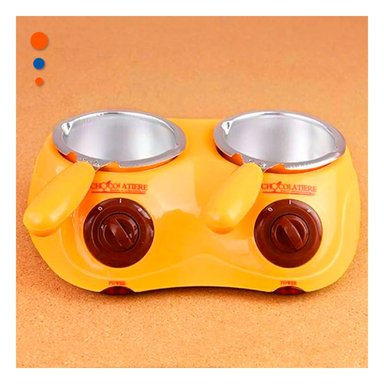 PACK2 RECIPIENTE PARA CHOCOLATE DOBLE CON ACCESORIOS AMARILLO - 2