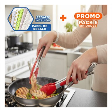 PACK6 PRENSA FUNCIONAL 21CM EN ROJO PARA COCINA HOGAR Y PARRILLA Y+PAPEL REGALO - 1