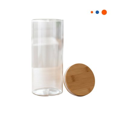 CONTENEDOR DE VIDRIO 700ML TRANSPARENTE CON TAPA MADERA PARA COCINA Y+REGALO STICKER - 3