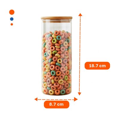 CONTENEDOR DE VIDRIO 700ML TRANSPARENTE CON TAPA MADERA PARA COCINA Y+REGALO STICKER - 4
