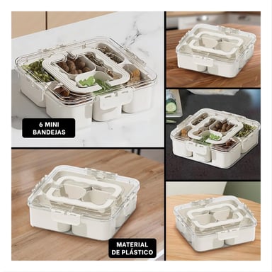 TAPER TRANSPARENTE CON 6 MINI BANDEJAS ORGANIZADA Y SEGURA PARA CASA Y COCINA Y+POST IT - 5
