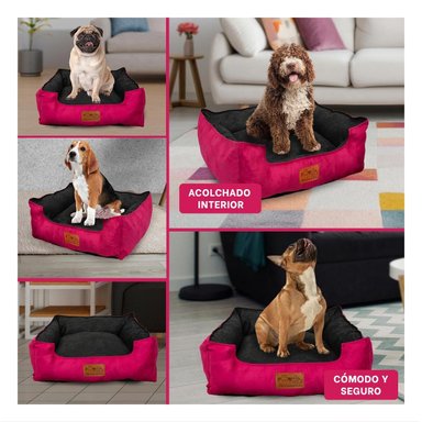 CAMA FUCSIA PARA PERRO TALLA M CON CENTRO NEGRO Y+LIGAS REGALO - 5