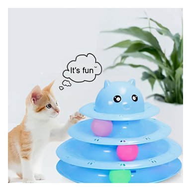 PLATAFORMA CON PELOTAS DE 3 NIVELES CELESTE PARA GATO ACTIVO Y+REGALO STICKER - 2