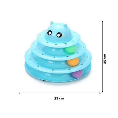 PLATAFORMA CON PELOTAS DE 3 NIVELES CELESTE PARA GATO ACTIVO Y+REGALO STICKER - 4